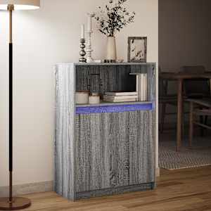 Příborník LED šedý sonoma 72 x 34 x 100 cm kompozitní dřevo - obrázek 5
