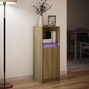 Příborník LED dub sonoma 38 x 34 x 100 cm kompozitní dřevo - obrázek 5