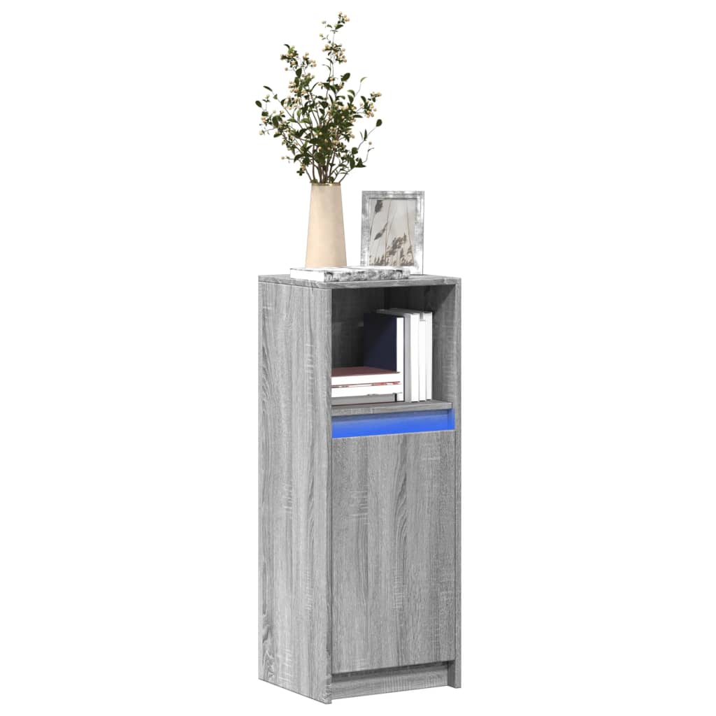 vidaXL LED-Sideboard Grau Sonoma 38x34x100 cm Holzwerkstoff