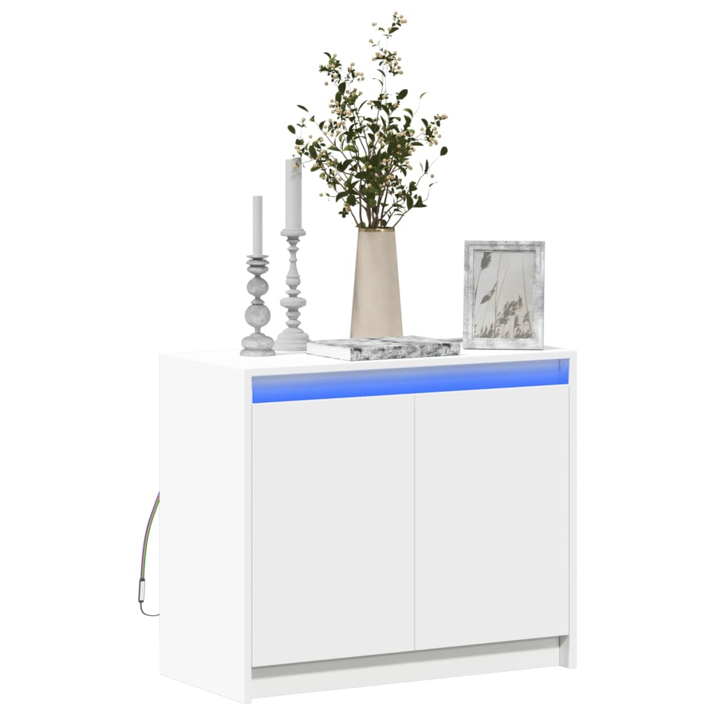 vidaXL LED-Sideboard Weiß 72x34x61 cm Holzwerkstoff