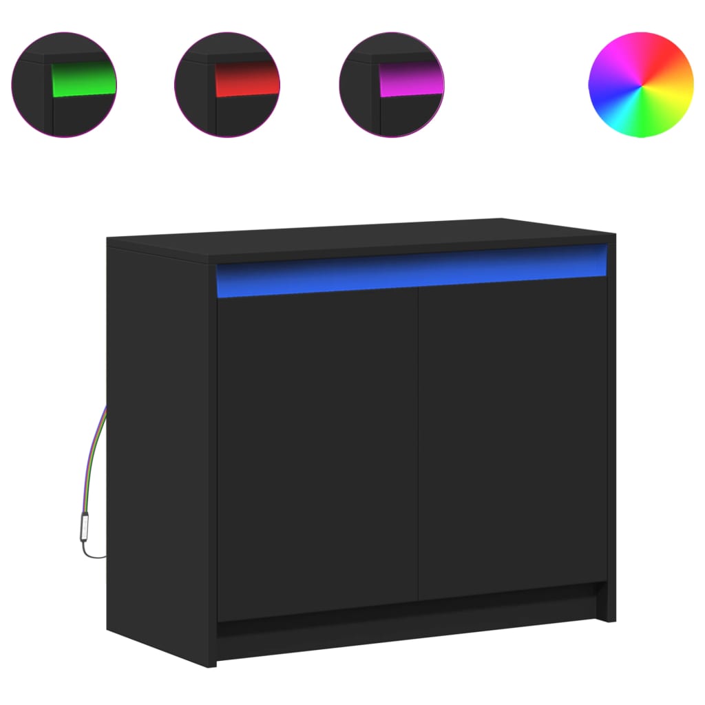 Thumbnail - vidaXL LED-Sideboard Schwarz 72x34x61 cm Holzwerkstoff