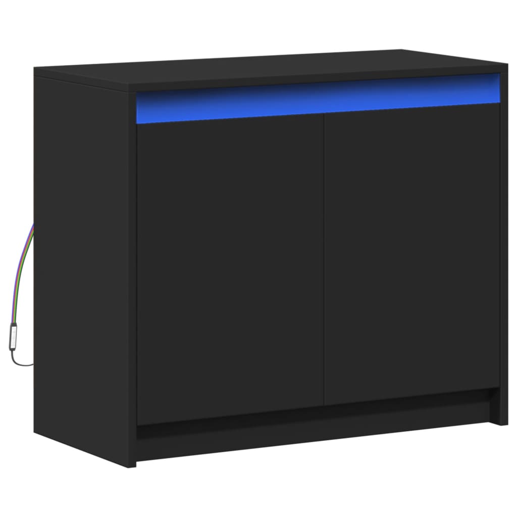 vidaXL Dressoir met LED 72x34x61 cm bewerkt hout zwart afbeelding