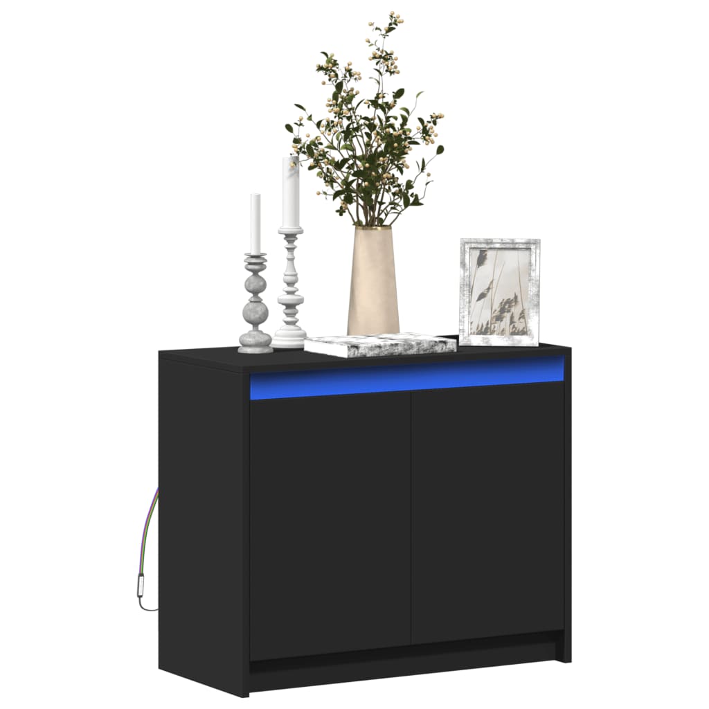 vidaXL LED-Sideboard Schwarz 72x34x61 cm Holzwerkstoff