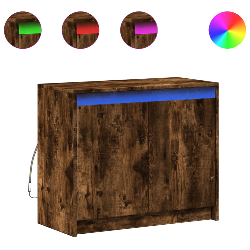 Thumbnail - vidaXL LED-Sideboard Räuchereiche 72x34x61 cm Holzwerkstoff