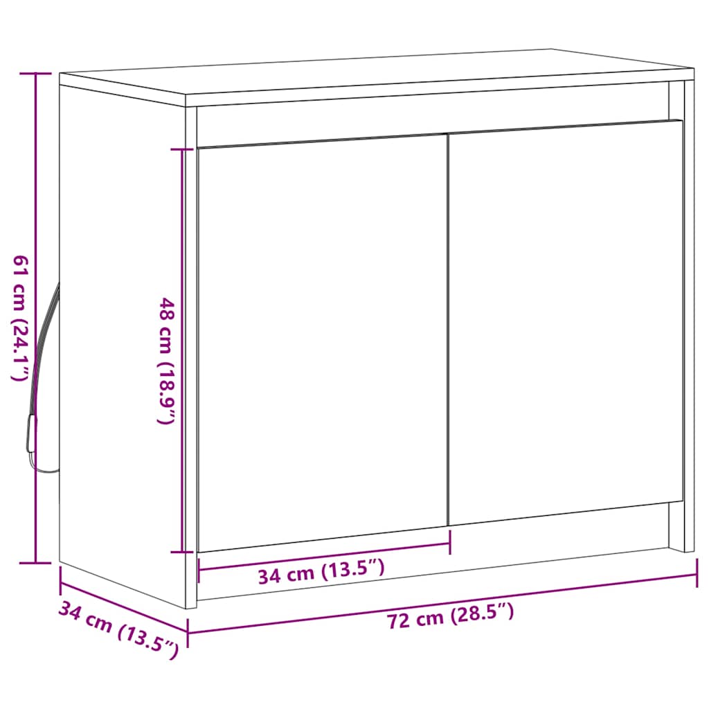 Příborník LED šedý sonoma 72 x 34 x 61 cm kompozitní dřevo - obrázek 14