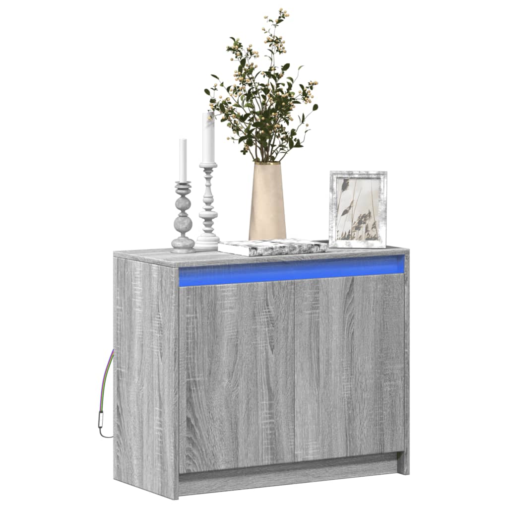 vidaXL LED-Sideboard Grau Sonoma 72x34x61 cm Holzwerkstoff