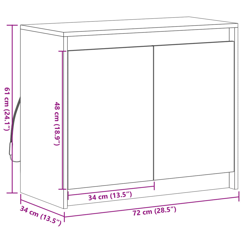Příborník LED hnědý dub 72 x 34 x 61 cm kompozitní dřevo - obrázek 14