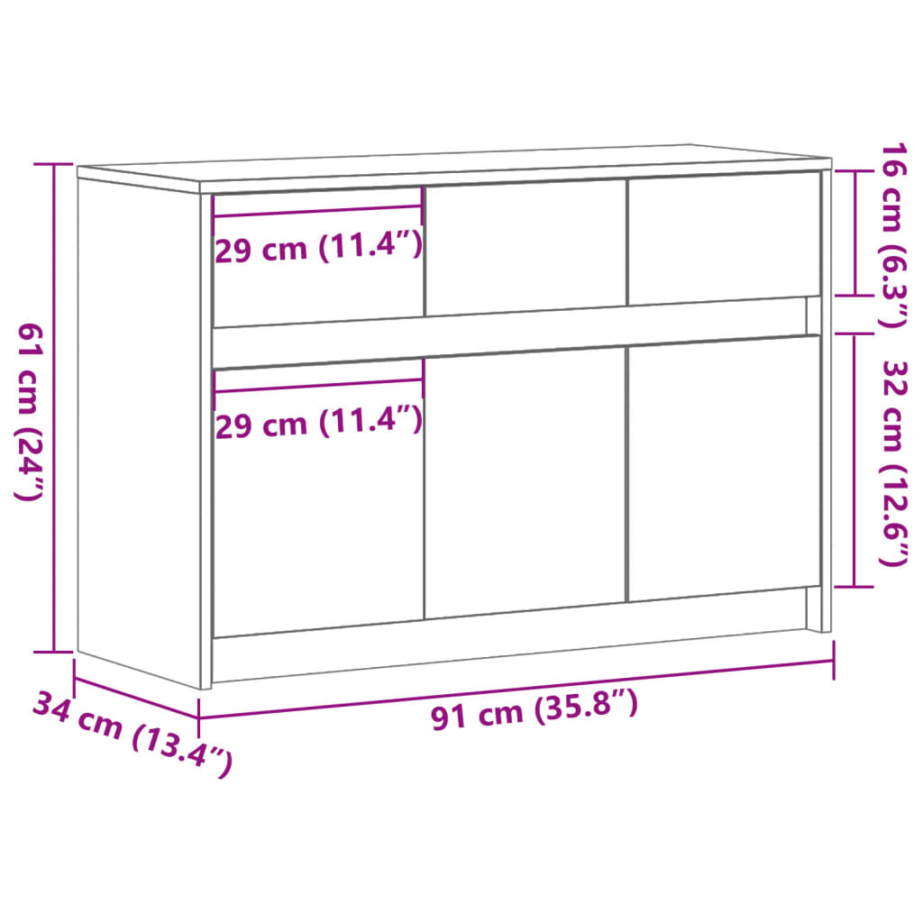 TV skříňka s LED dub sonoma 91 x 34 x 61 cm kompozitní dřevo - obrázek 14