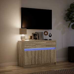 TV skříňka s LED dub sonoma 91 x 34 x 61 cm kompozitní dřevo - obrázek 5