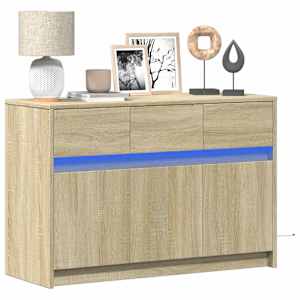 TV skříňka s LED dub sonoma 91 x 34 x 61 cm kompozitní dřevo - obrázek 1