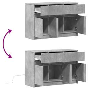 TV skříňka s LED betonově šedá 91 x 34 x 61 cm kompozitní dřevo - obrázek 9