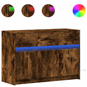 TV skříňka s LED kouřový dub 91 x 34 x 61 cm kompozitní dřevo - obrázek 2