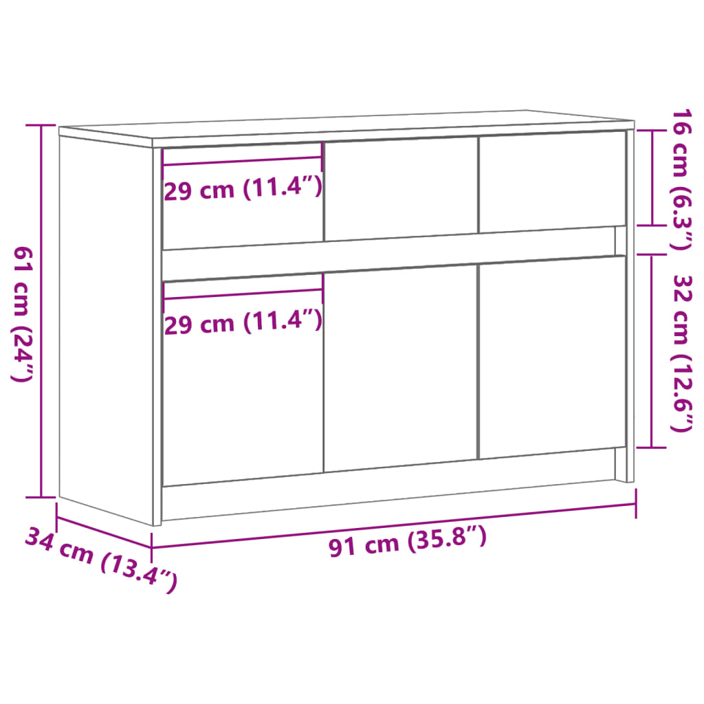 TV skříňka s LED kouřový dub 91 x 34 x 61 cm kompozitní dřevo - obrázek 14