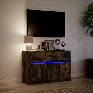 TV skříňka s LED kouřový dub 91 x 34 x 61 cm kompozitní dřevo - obrázek 5