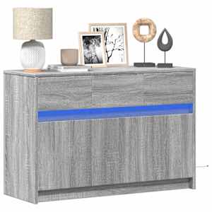 TV omarica z LED siva sonoma 91x34x61 cm inženirski les