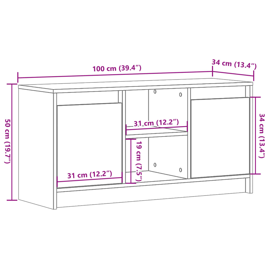 TV skříňka s LED bílá 100 x 34 x 50 cm kompozitní dřevo - obrázek 14