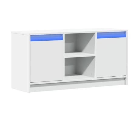 vidaXL Meuble TV avec LED blanc 100x34x50 cm bois d'ing&eacute;nierie