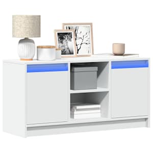 TV omarica z LED bela 100x34x50 cm inženirski les