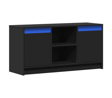 vidaXL Meuble TV avec LED noir 100x34x50 cm bois d'ing&eacute;nierie