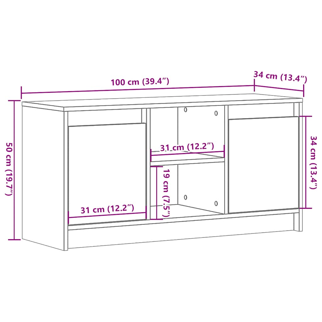TV skříňka s LED betonově šedá 100x34x50 cm kompozitní dřevo - obrázek 14