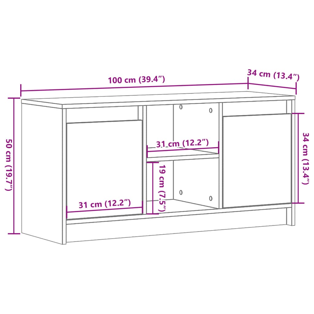 TV skříňka s LED kouřový dub 100 x 34 x 50 cm kompozitní dřevo - obrázek 14