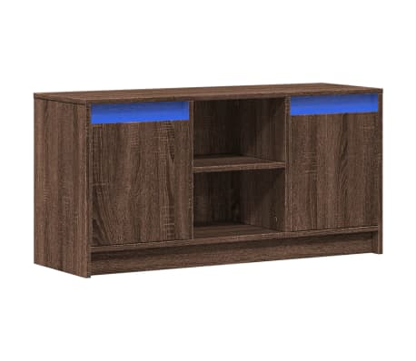 vidaXL Meuble TV avec LED ch&ecirc;ne marron 100x34x50 cm bois d'ing&eacute;nierie