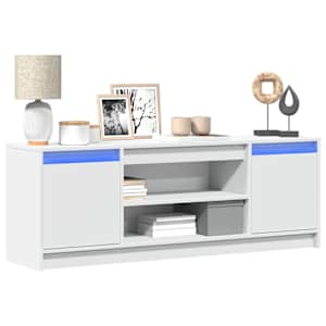 TV omarica z LED bela 139,5x34x50 cm inženirski les