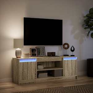 TV skříňka s LED dub sonoma 139,5 x 34 x 50 cm kompozitní dřevo - obrázek 5