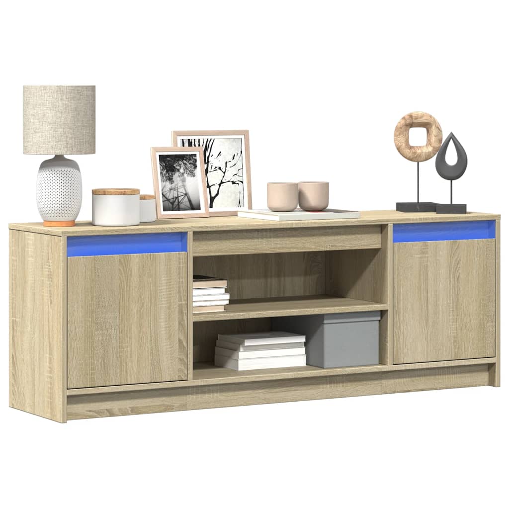 TV-Schrank mit LED-Beleuchtung Sonoma-Eiche 139,5x34x50 cm