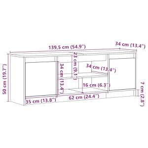 TV skříňka s LED betonově šedá 139,5x34x50 cm kompozitní dřevo - obrázek 14