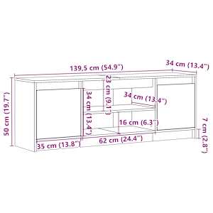 TV skříňka s LED kouřový dub 139,5x34x50 cm kompozitní dřevo - obrázek 14