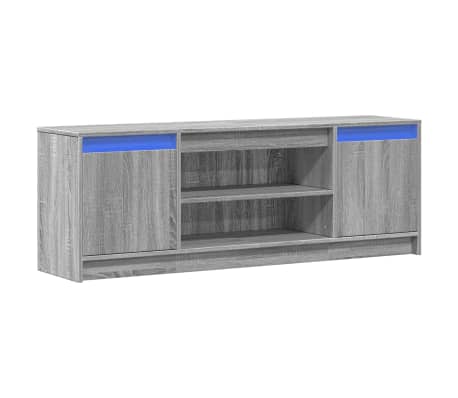 vidaXL TV Cabinet with LED Grey Sonoma 139.5x34x50 cm Engineered Wood