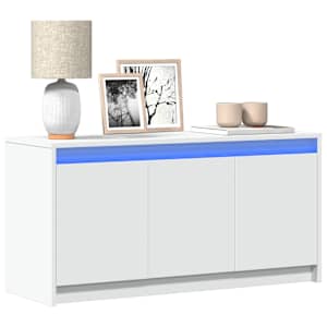 TV omarica z LED bela 100x34x50 cm inženirski les