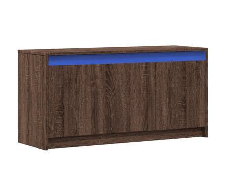 vidaXL Meuble TV avec LED ch&ecirc;ne marron 100x34x50 cm bois d'ing&eacute;nierie