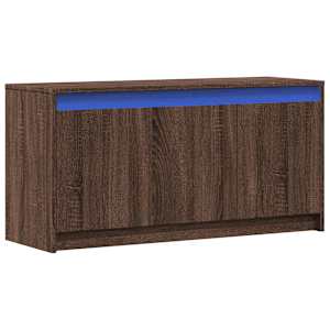 vidaXL Meuble TV avec LED ch&ecirc;ne marron 100x34x50 cm bois d'ing&eacute;nierie