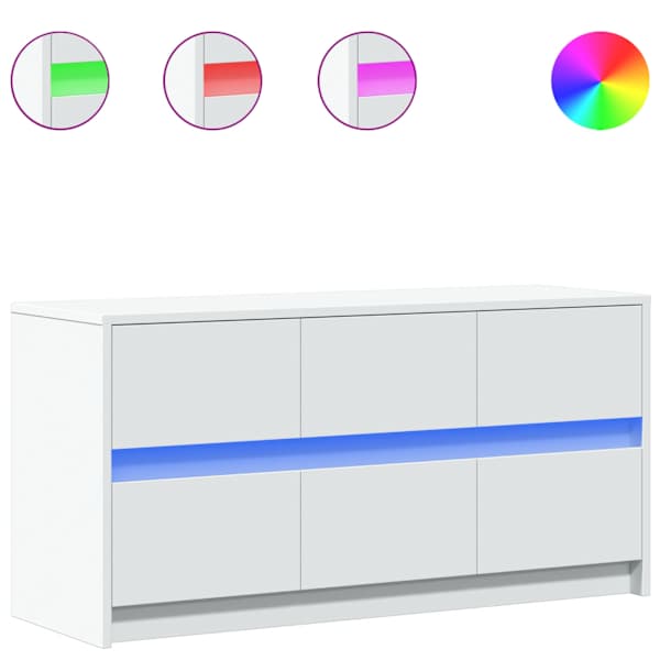 vidaXL telerikapp LED-tuledega, valge, 100 x 34 x 50 cm, tehispuit