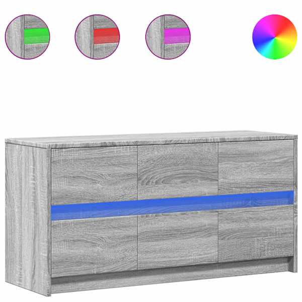 vidaXL telerikapp LED-tuledega, hall Sonoma, 100x34x50 cm, tehispuit