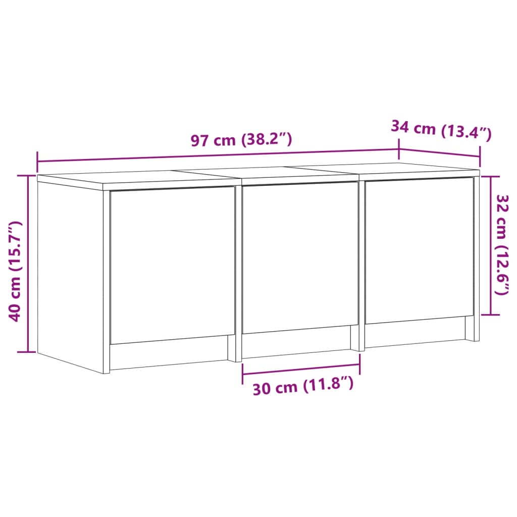 TV skříňka s LED kouřový dub 97 x 34 x 40 cm kompozitní dřevo - obrázek 14