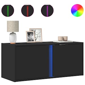 Nástěnná TV skříňka s LED osvětlením černá 80 x 31 x 35 cm - obrázek 2