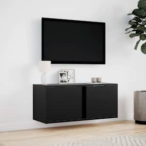 Nástěnná TV skříňka s LED osvětlením černá 80 x 31 x 35 cm - obrázek 4