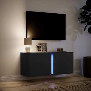 Nástěnná TV skříňka s LED osvětlením černá 80 x 31 x 35 cm - obrázek 5