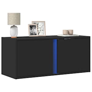 Nástěnná TV skříňka s LED osvětlením černá 80 x 31 x 35 cm - obrázek 1