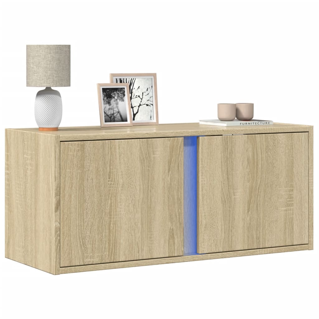 vidaXL TV-Wandschrank mit LED-Beleuchtung Sonoma-Eiche 80x31x35 cm