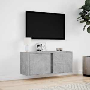 Nástěnná TV skříňka s LED osvětlením betonově šedá 80x31x35 cm - obrázek 4
