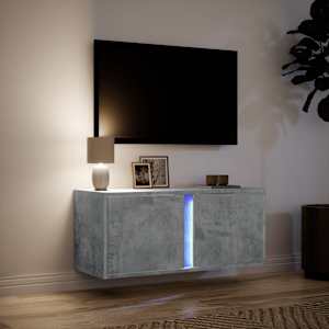 Nástěnná TV skříňka s LED osvětlením betonově šedá 80x31x35 cm - obrázek 5