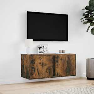 Nástěnná TV skříňka s LED osvětlením kouřový dub 80x31x35 cm - obrázek 4