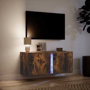 Nástěnná TV skříňka s LED osvětlením kouřový dub 80x31x35 cm - obrázek 5