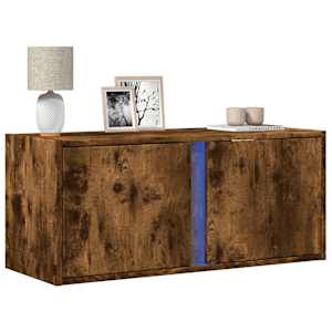 Nástěnná TV skříňka s LED osvětlením kouřový dub 80x31x35 cm - obrázek 1