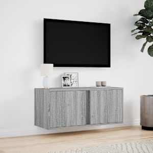 Nástěnná TV skříňka s LED osvětlením šedá sonoma 80x31x35 cm - obrázek 4