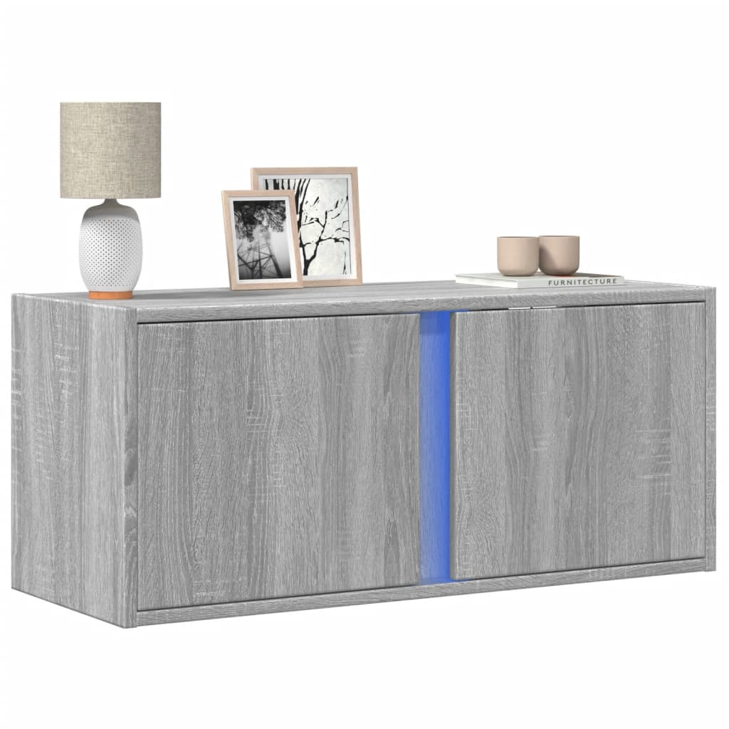 vidaXL TV-Wandschrank mit LED-Beleuchtung Grau Sonoma 80x31x35 cm